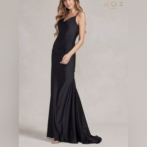 Black formal dress,mermaid red long low back sleeveless dress